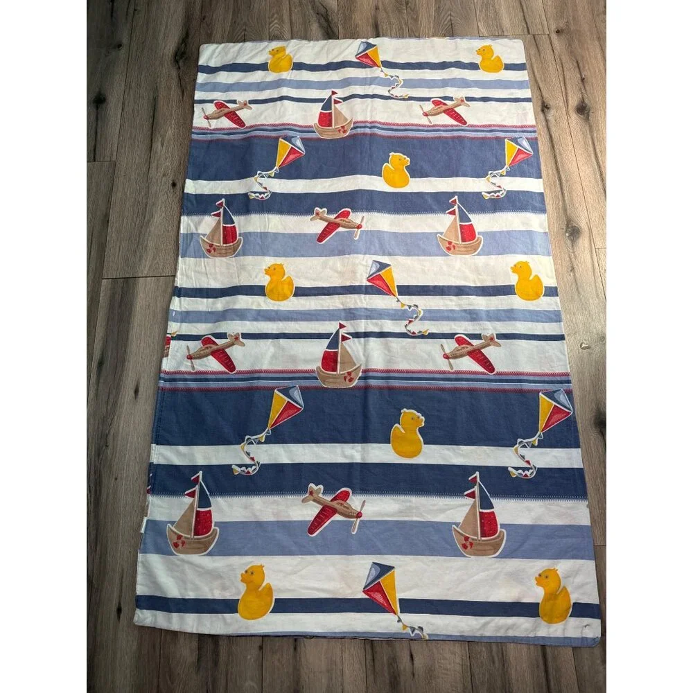 Brielle Kids Cotton Blanket With Boats Planes Ducks & Kites Print 100% Cotton
